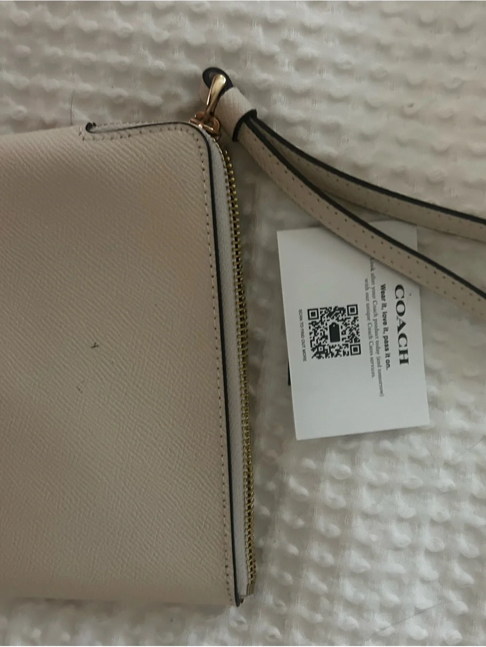 Coach Blush Pink Leather Zip Wristlet with Gold Logo
